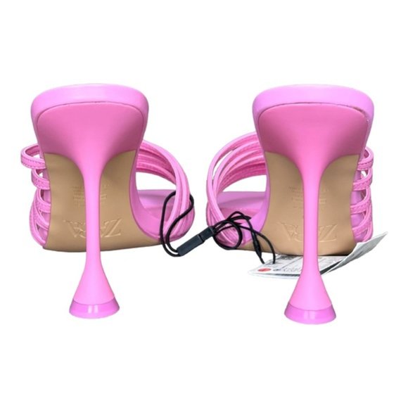 ZARA Pink High Heel Strappy Sandals Open Square Toe EU 38/US 7 - Picture 4 of 5